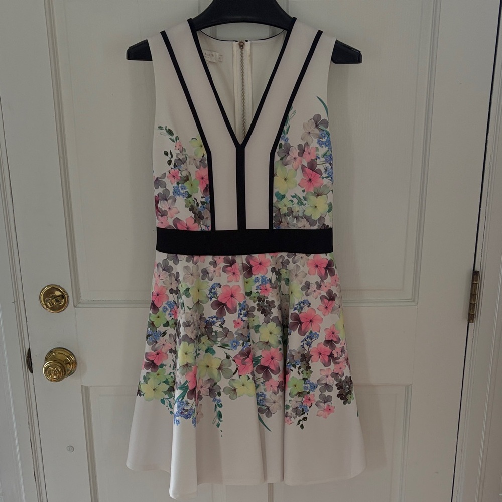 Ted Baker London Floral Mini Dress - White and Pink. Never worn